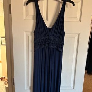 Jimena Crochet Detail Knit Maxi Dress, Navy, Size S